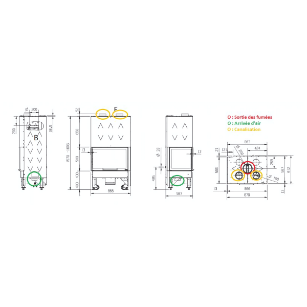 Insert à bois angle gauche LA NORDICA Monoblocco 800 Angolo SX 10kW – Image 6