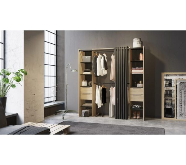 Dressing DANA imitation Chêne et noir extensible de 115 à 190 cm