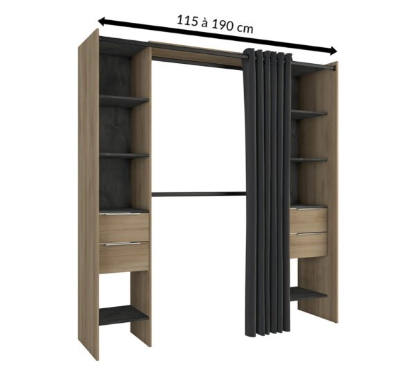 Dressing DANA imitation Chêne et noir extensible de 115 à 190 cm – Image 3