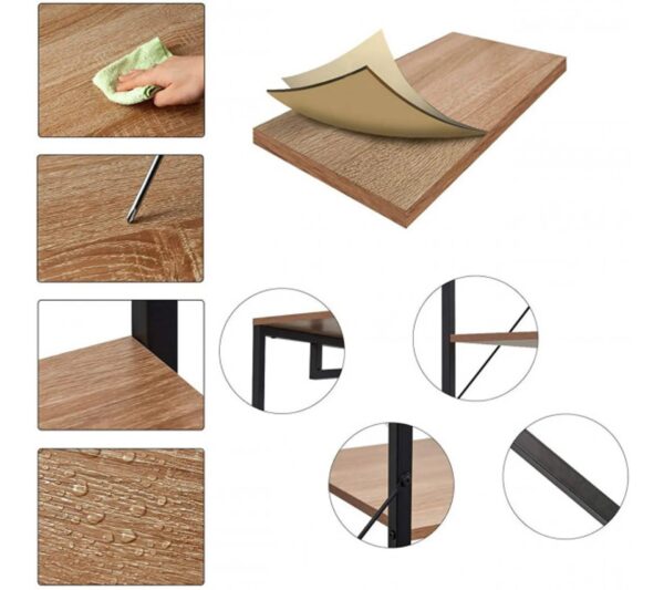 Portant meuble Rangement Pour Vêtements penderie Ouverte En Acier+mdf chêne+noir 165x39.8x204.6cm – Image 4