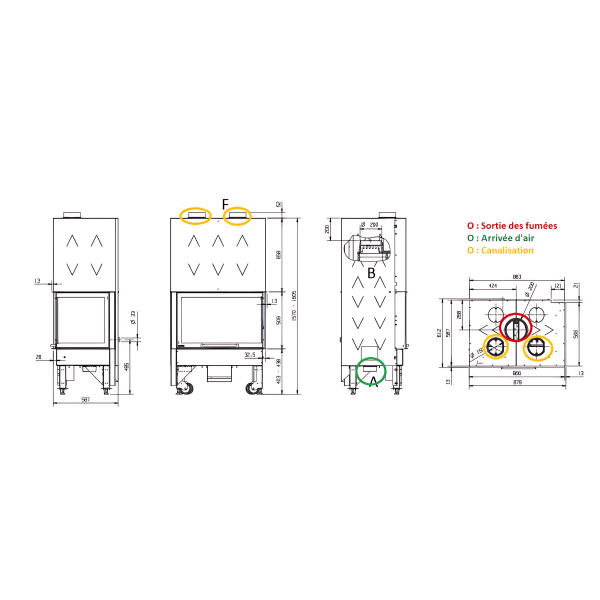 Insert à bois angle droit LA NORDICA Monoblocco 800 Angolo DX 10kW – Image 6