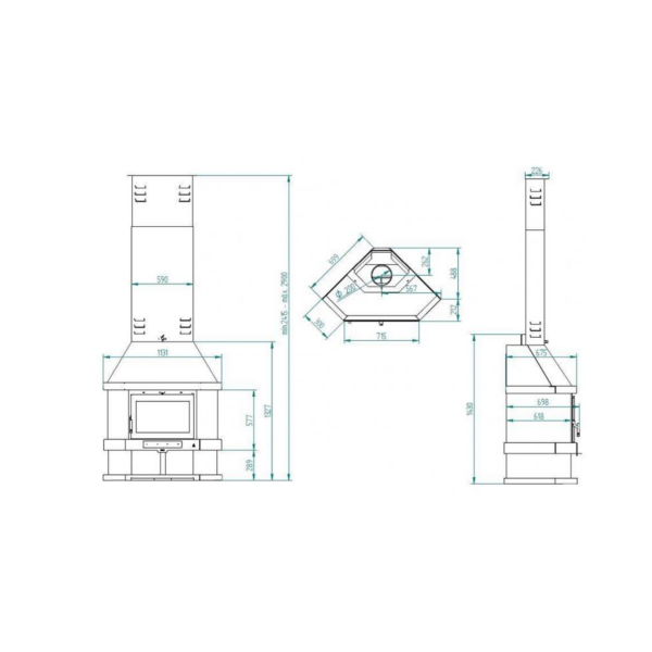 Poêle à bois cheminée d'angle FIREMATIC Arizona 10.4kW – Image 6