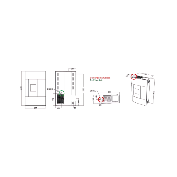 Poêle à granules extra plat céramique ORIGINE PHEBO Chimera 5kW – Image 11