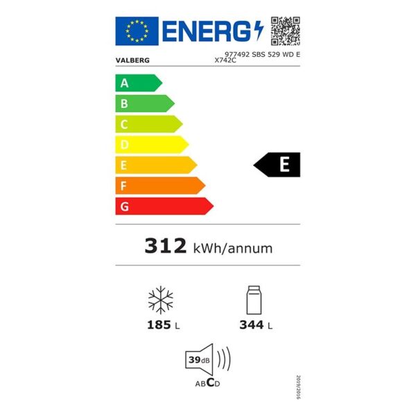 Réfrigérateur américain VALBERG SBS 529 WD E X742C – Image 3