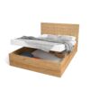 Lit coffre 140x190cm MALACA + sommier métallique relevable imitation chêne et rotin – Image 12