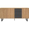 Buffet 3 portes 3 tiroirs 180 cm VANIA imitation chêne – Image 8