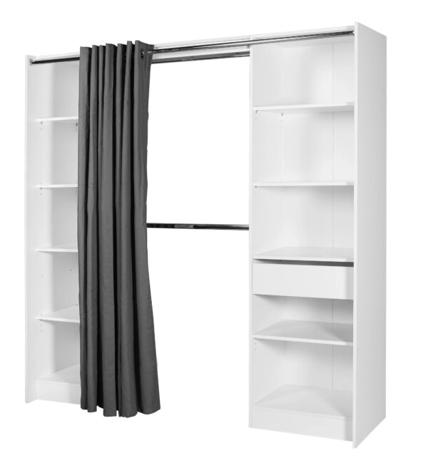 Kit dressing 2 colonnes réversibles avec rideau Eklips II coloris blanc H. 200 x L. 200 x P. 48 cm – Image 2