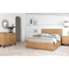 Lit coffre 140x190cm MALACA + sommier métallique relevable imitation chêne et rotin – Image 10