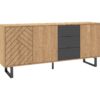 Buffet 3 portes 3 tiroirs 180 cm VANIA imitation chêne – Image 3