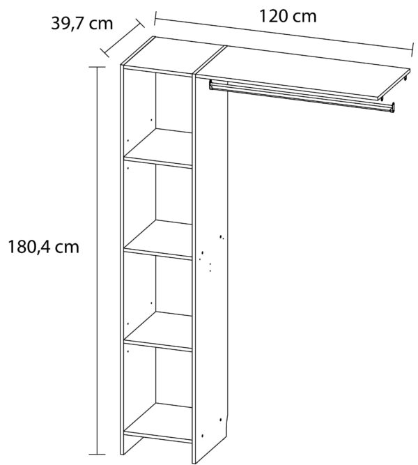 Kit dressing 1 colonne ajustable Pole décor blanc H. 180 x L. 120 x P. 39,7 cm – Image 4