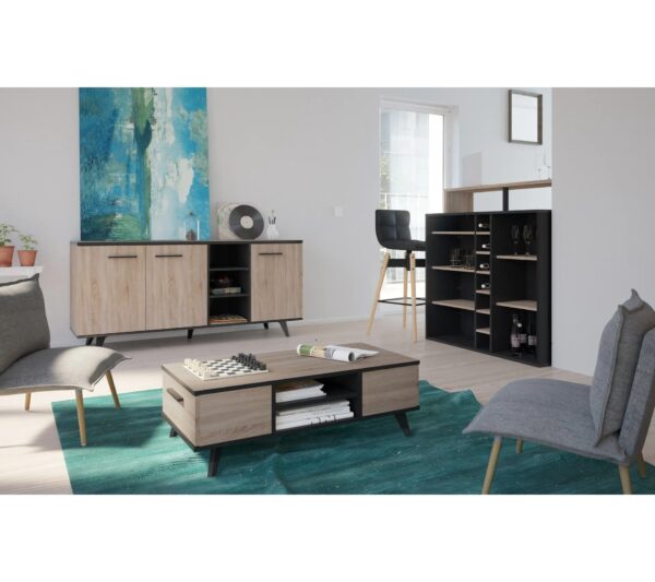 Buffet WAYNE Imitation chêne et noir – Image 2