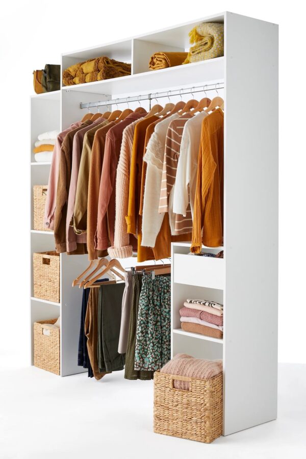 Kit dressing 1 colonne extensible et 1 bloc de rangement Dressmod blanc H. 203,2 x L. 140/176 x P. 39,9 cm – Image 2