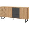 Buffet 3 portes 3 tiroirs 180 cm VANIA imitation chêne – Image 6
