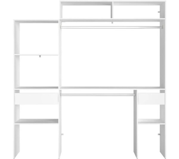 Kit Dressing Extensible Artic Ekipa - 2 Penderies + 2 Tiroirs + 1 Surmeuble - L198 X P40 X H202 Cm – Image 2
