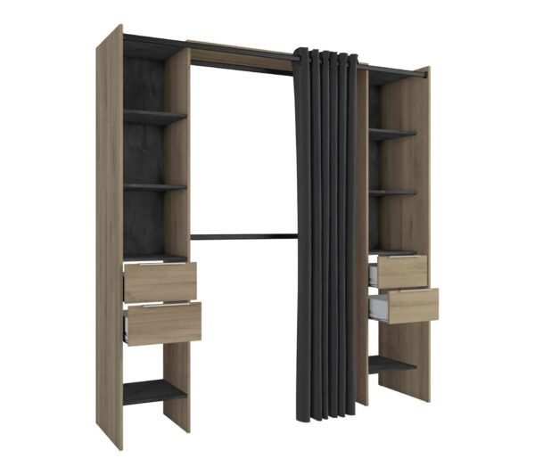 Dressing Extensible Avec Rideau Bois Naturel – Image 3