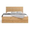 Lit coffre 140x190cm MALACA + sommier métallique relevable imitation chêne et rotin – Image 11