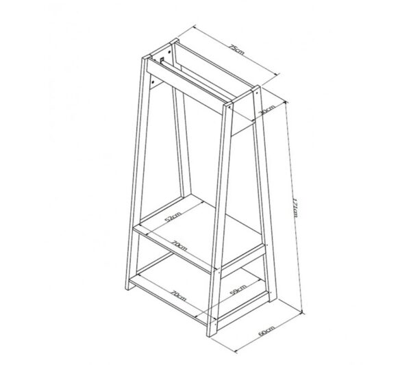 Meuble Penderie 2 Etagères Chataignier Et Noir – Image 2