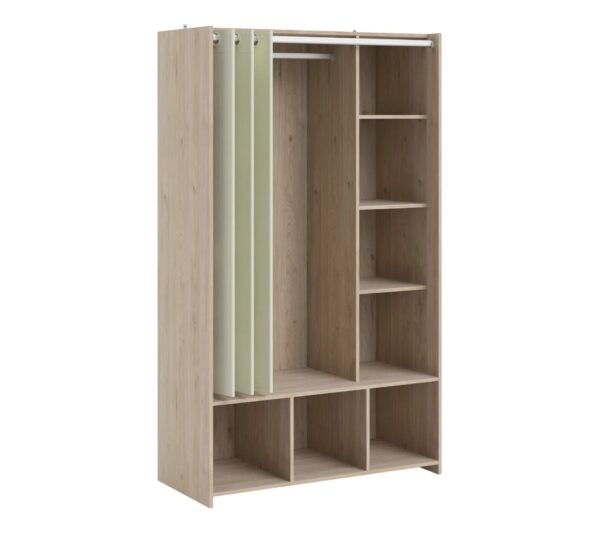 Kit dressing avec rideau beige L.105 cm OPTIMAL 2 imitation chêne – Image 2