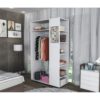 Meuble Dressing Penderie Blanc 8 Niches Miroir Roulettes L 100 H 174 P 45 Cm