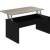 Table basse avec plateau relevable YANA Noir et imitation chêne – Image 4