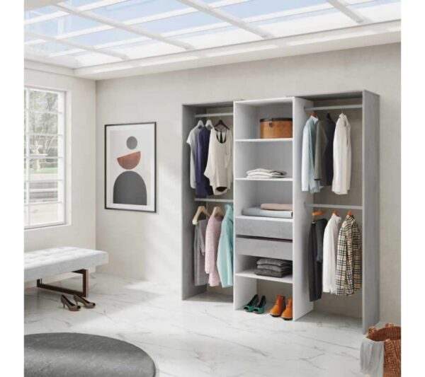 Aménagement Dressing Blanc/béton Clair - Kiyin - L 179 X L 50 X H 202 Cm – Image 3