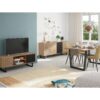 Buffet 3 portes 3 tiroirs 180 cm VANIA imitation chêne