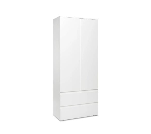Armoire 2 portes 2 tiroirs LUMIA blanc – Image 5