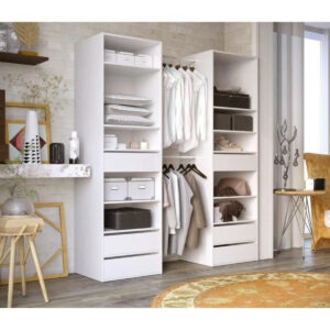 Kit dressing 2 colonnes + 2 penderies + 6 tiroirs - Décor blanc - L 177 x P 48 H 200,2 cm - Combi