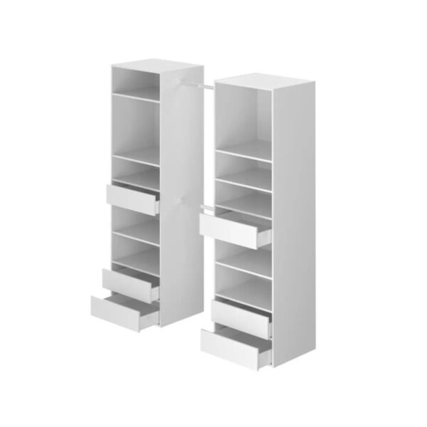 Kit dressing 2 colonnes + 2 penderies + 6 tiroirs - Décor blanc - L 177 x P 48 H 200,2 cm - Combi – Image 3