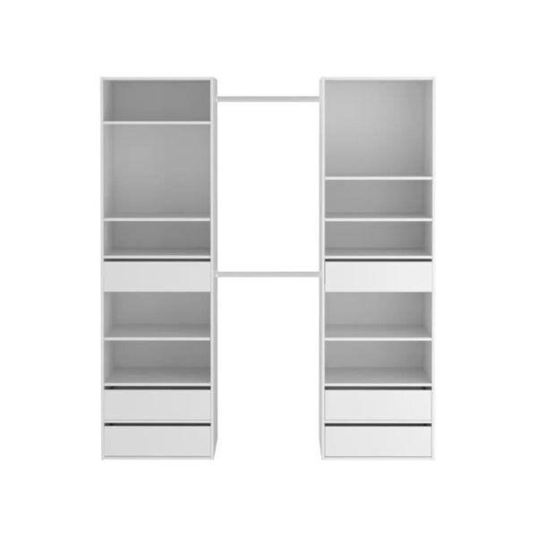 Kit dressing 2 colonnes + 2 penderies + 6 tiroirs - Décor blanc - L 177 x P 48 H 200,2 cm - Combi – Image 4
