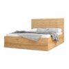 Lit coffre 140x190cm MALACA + sommier métallique relevable imitation chêne et rotin – Image 4