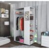 Meuble Dressing Penderie Blanc 8 Niches Miroir Roulettes L 100 H 174 P 45 Cm – Image 3
