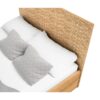 Lit coffre 140x190cm MALACA + sommier métallique relevable imitation chêne et rotin – Image 5