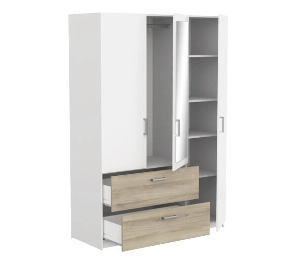 Armoire 3 portes 2 tiroirs L.134 cm READY imitation chêne kronberg et blanc – Image 5