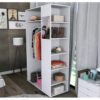 Meuble Dressing Penderie Blanc 8 Niches Miroir Roulettes L 100 H 174 P 45 Cm – Image 4