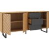 Buffet 3 portes 3 tiroirs 180 cm VANIA imitation chêne – Image 2
