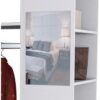 Meuble Dressing Penderie Blanc 8 Niches Miroir Roulettes L 100 H 174 P 45 Cm – Image 6