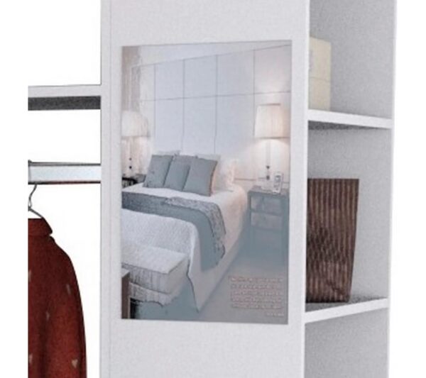 Meuble Dressing Penderie Blanc 8 Niches Miroir Roulettes L 100 H 174 P 45 Cm – Image 6