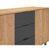 Buffet 3 portes 3 tiroirs 180 cm VANIA imitation chêne – Image 5
