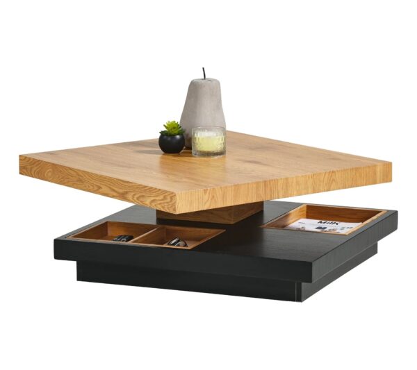 Table basse plateau pivotant TURN Imitation chêne et noir – Image 6