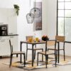 Ensemble table + 4 chaises EDISON Noir et Imitation chêne – Image 4
