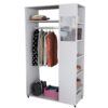 Meuble Dressing Penderie Blanc 8 Niches Miroir Roulettes L 100 H 174 P 45 Cm – Image 9