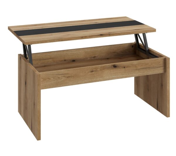Table basse avec plateau relevable YANA Imitation chêne et noir – Image 7